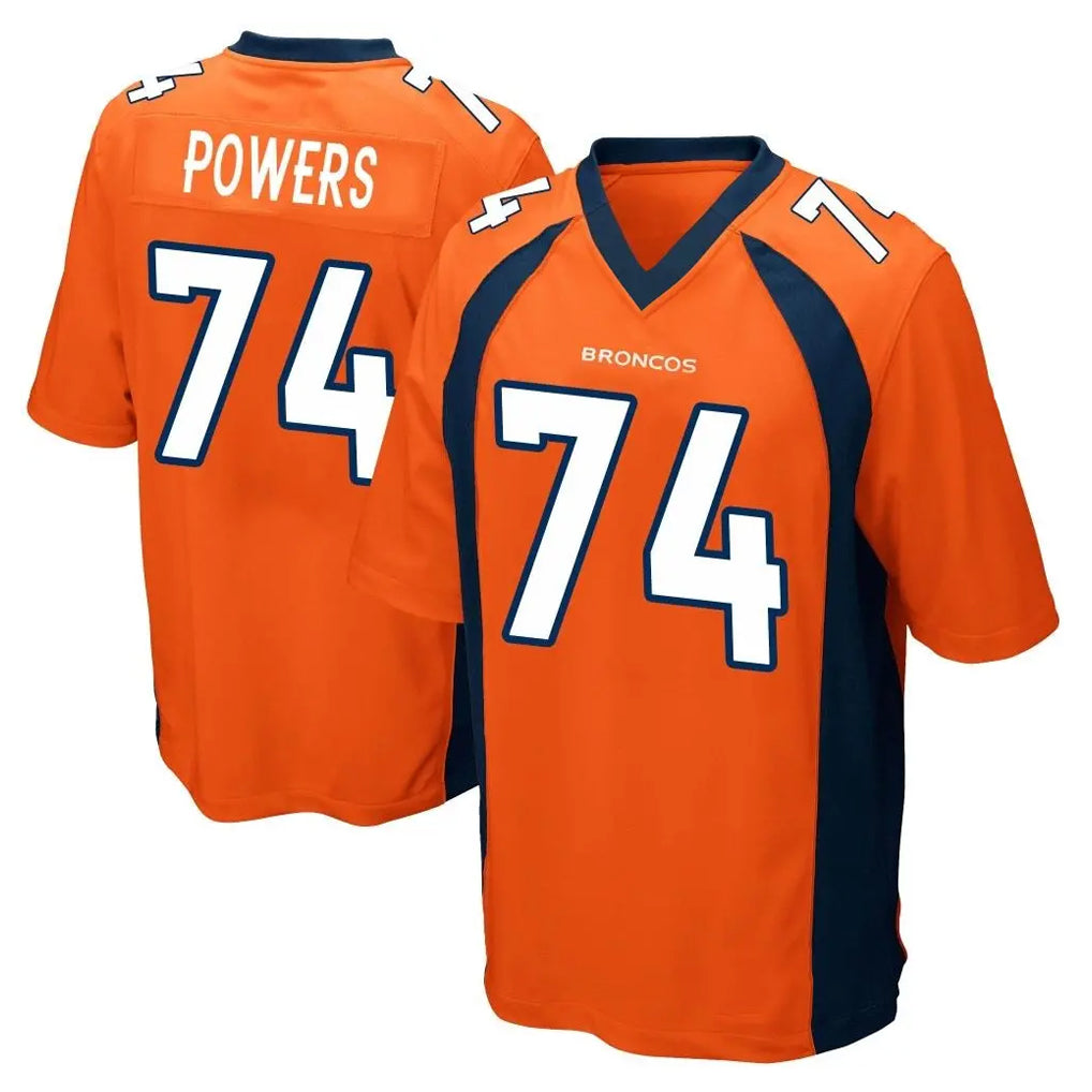 Ncoe D.Broncos #74 Ben Powers Player Orange Color Home Game Stitched Jerseys