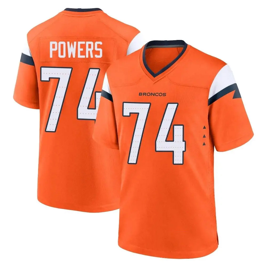 Ncoe D.Broncos #74 Ben Powers Player Orange Home Game Stitched Jerseys