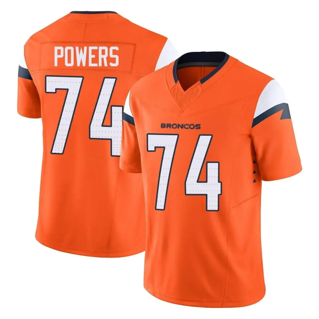 Ncoe D.Broncos #74 Ben Powers Player Orange Vapor F.U.S.E. Limited Home Game Stitched Jerseys