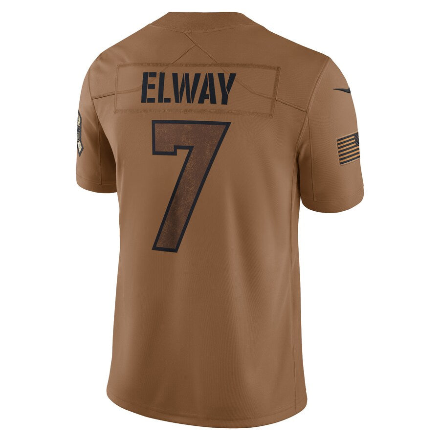 Ncoe D.Broncos #7 John Elway Player Brown Salute To Service Limited Stitched Jerseys
