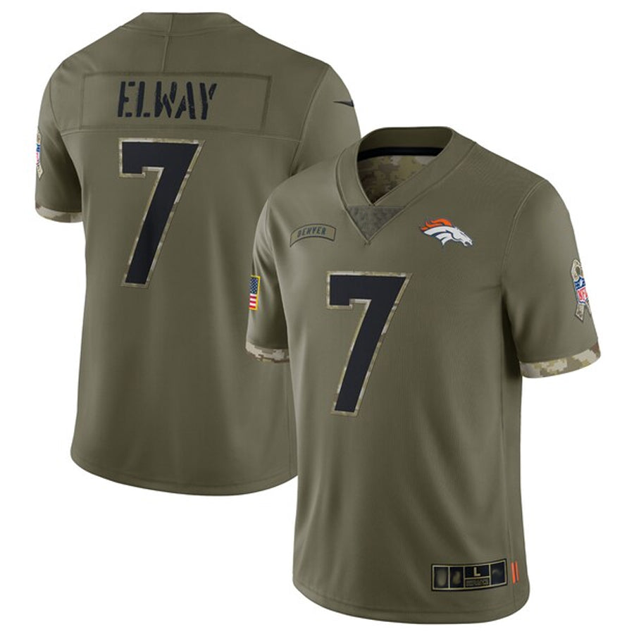 Ncoe D.Broncos #7 John Elway Player Limited Salute To Service Olive Stitched Jerseys