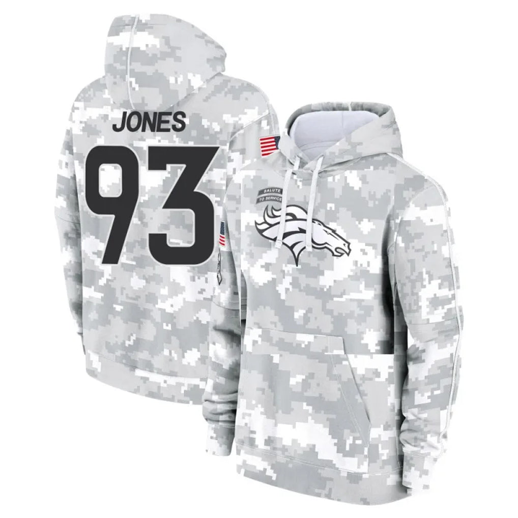 Ncoe D.Broncos #93 D.J. Jones Player Arctic Camo Salute to Service Hoodies Limited Game Stitched Jerseys