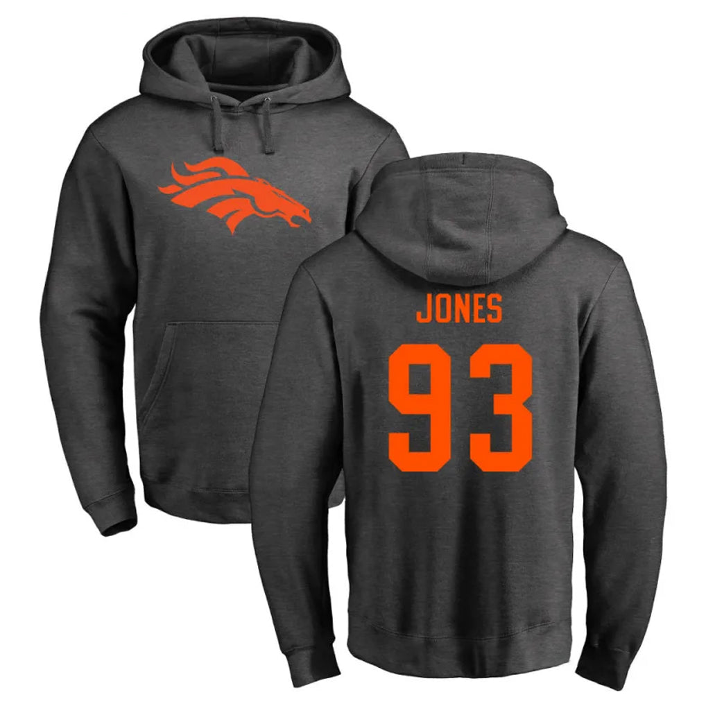 Ncoe D.Broncos #93 D.J. Jones Player Ash One Color Pullover Hoodie Limited Stitched Jerseys