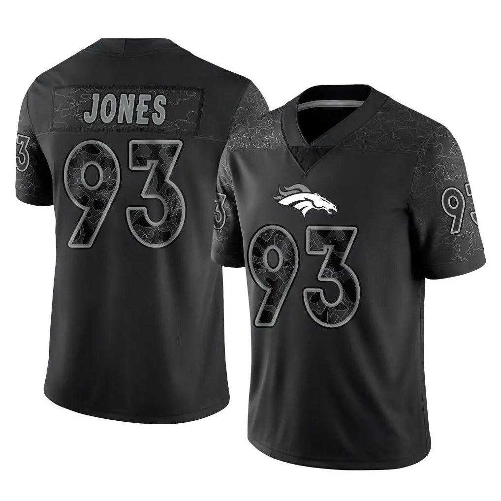 Ncoe D.Broncos #93 D.J. Jones Player Black Reflective Limited Stitched Jerseys