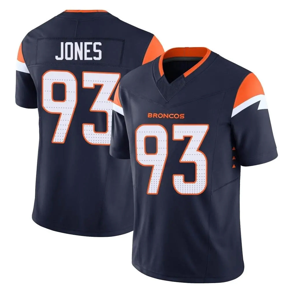 Ncoe D.Broncos #93 D.J. Jones Player Navy Limited Vapor F.U.S.E. Home Game Stitched Jerseys