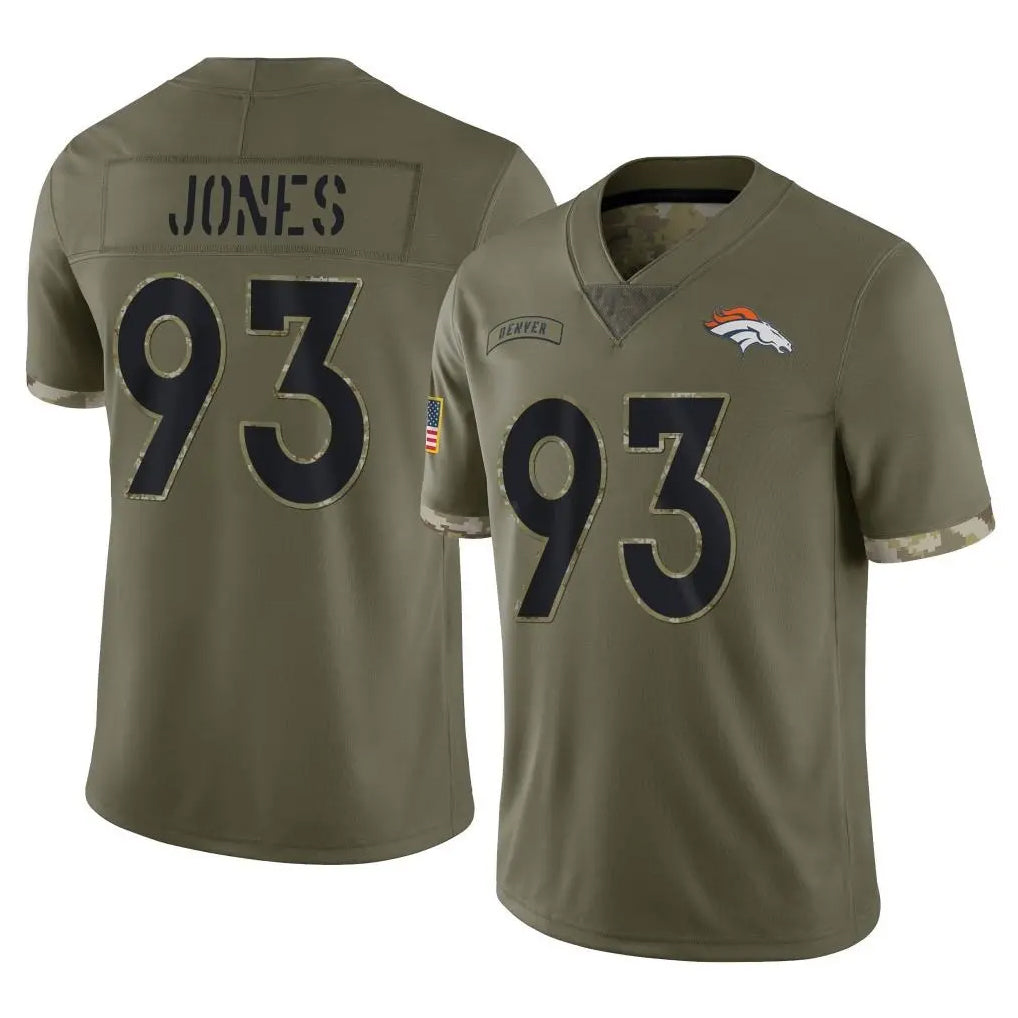 Ncoe D.Broncos #93 D.J. Jones Player Olive Salute To Service Limited Stitched Jerseys