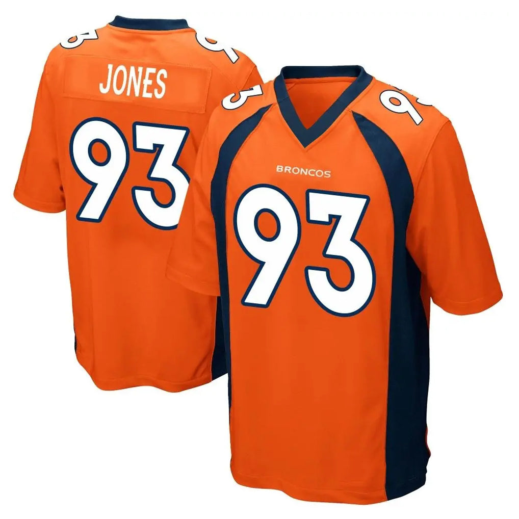 Ncoe D.Broncos #93 D.J. Jones Player Orange Color Home Game Stitched Jerseys