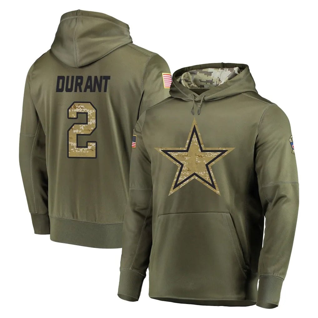 Ncoe D.Cowboys #2 Cobie Durant Player Olive Salute to Service Pullover Hoodies Home Game Stitched Jerseys