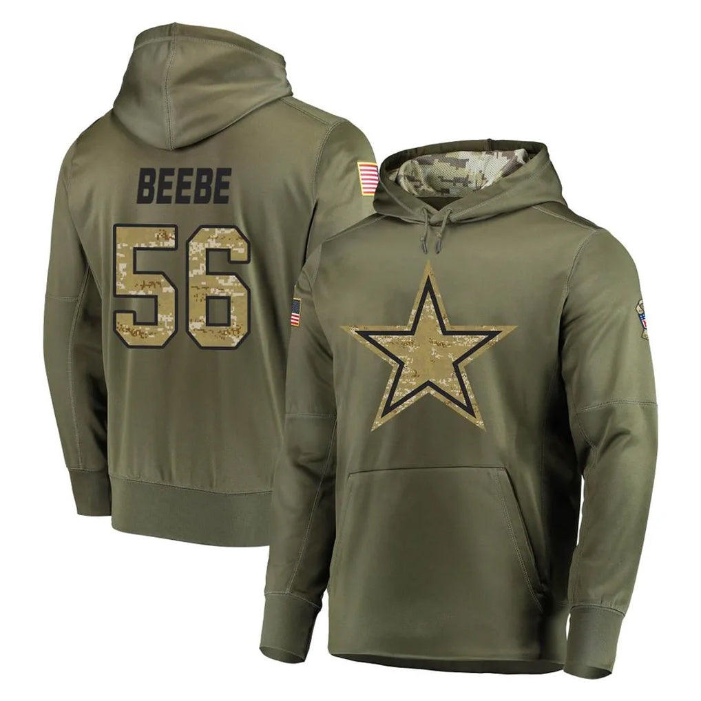 Ncoe D.Cowboys #56 Cooper Beebe Player Olive Salute to Service Pullover Hoodies Home Game Stitched Jerseys