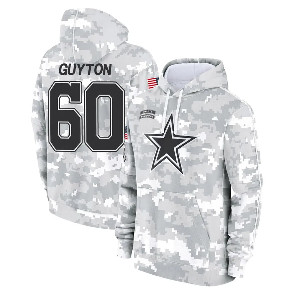 Ncoe D.Cowboys #60 Tyler Guyton Player Arctic Camo Salute to Service Hoodies Limited Game Stitched Jerseys