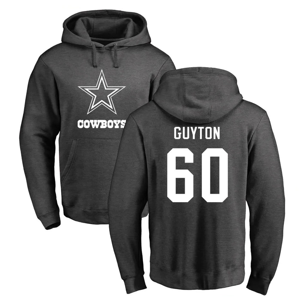 Ncoe D.Cowboys #60 Tyler Guyton Player Ash One Color Pullover Hoodie Limited Stitched Jerseys