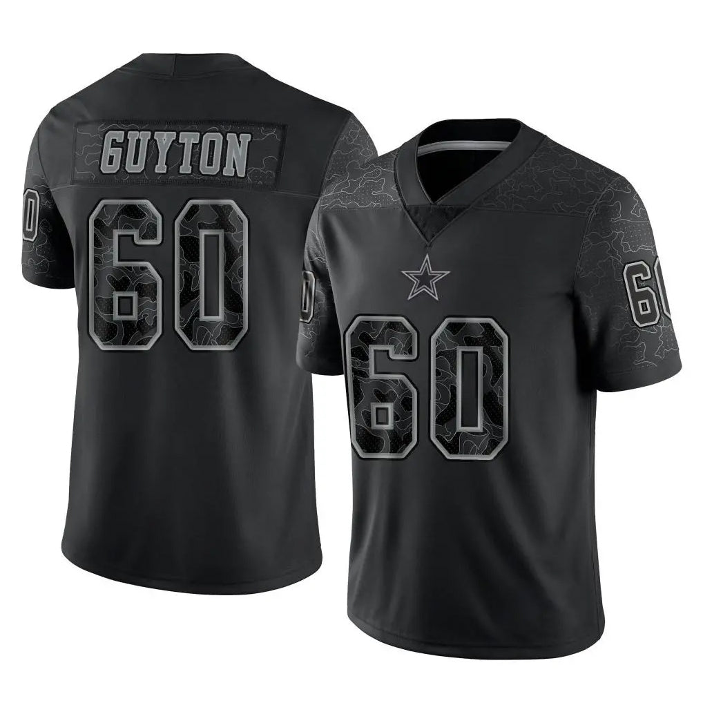 Ncoe D.Cowboys #60 Tyler Guyton Player Black Limited Reflective Home Game Stitched Jerseys