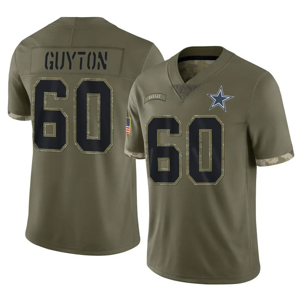Ncoe D.Cowboys #60 Tyler Guyton Player Olive Salute to Service Limited Game Stitched Jerseys