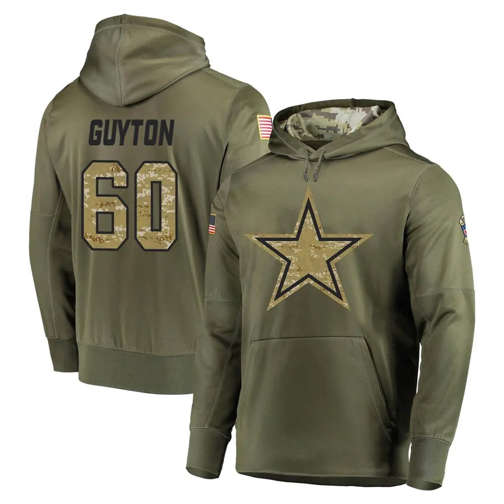 Ncoe D.Cowboys #60 Tyler Guyton Player Olive Salute to Service Pullover Hoodies Home Game Stitched Jerseys