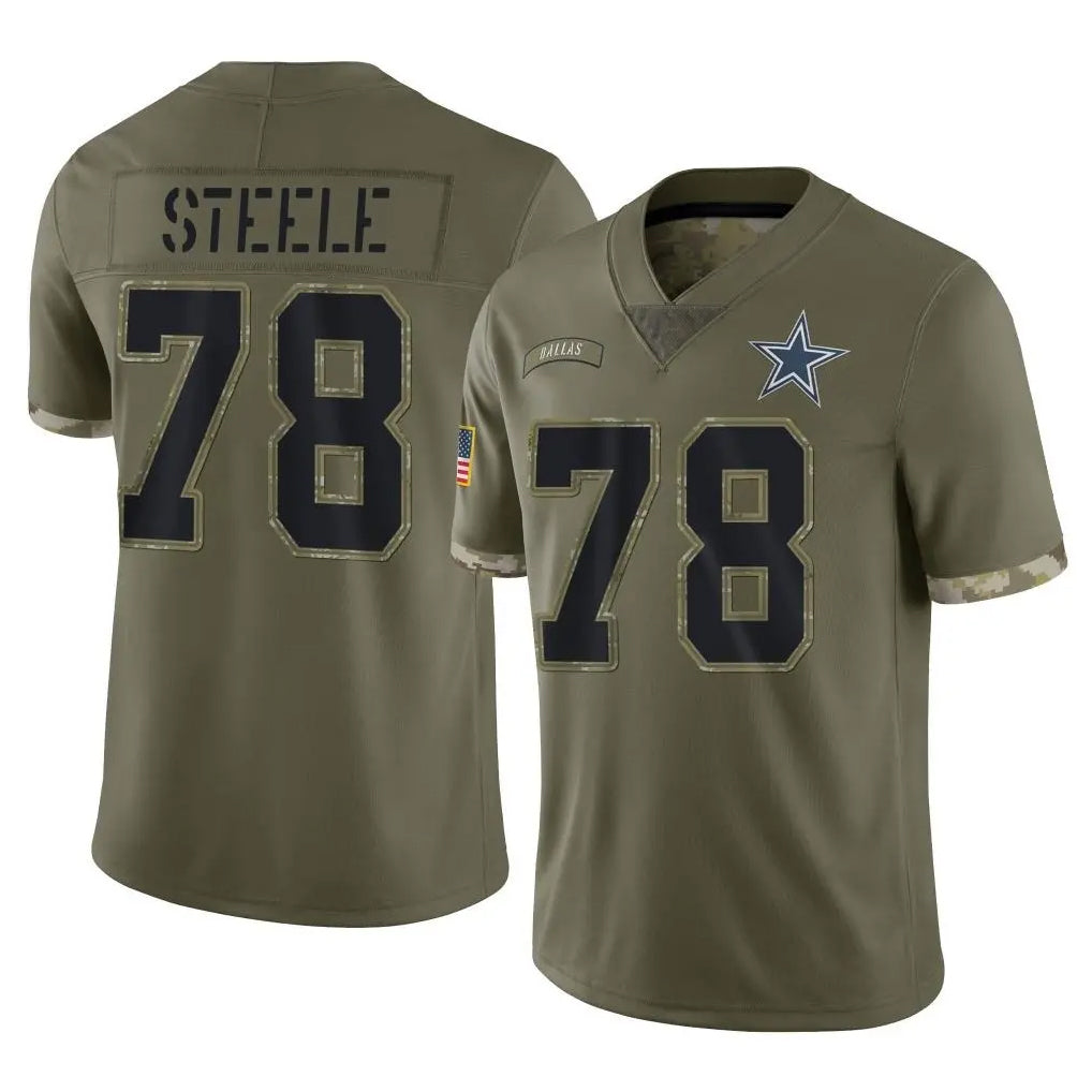 Ncoe D.Cowboys #78 Terence Steele Player Olive Salute to Service Limited Game Stitched Jerseys