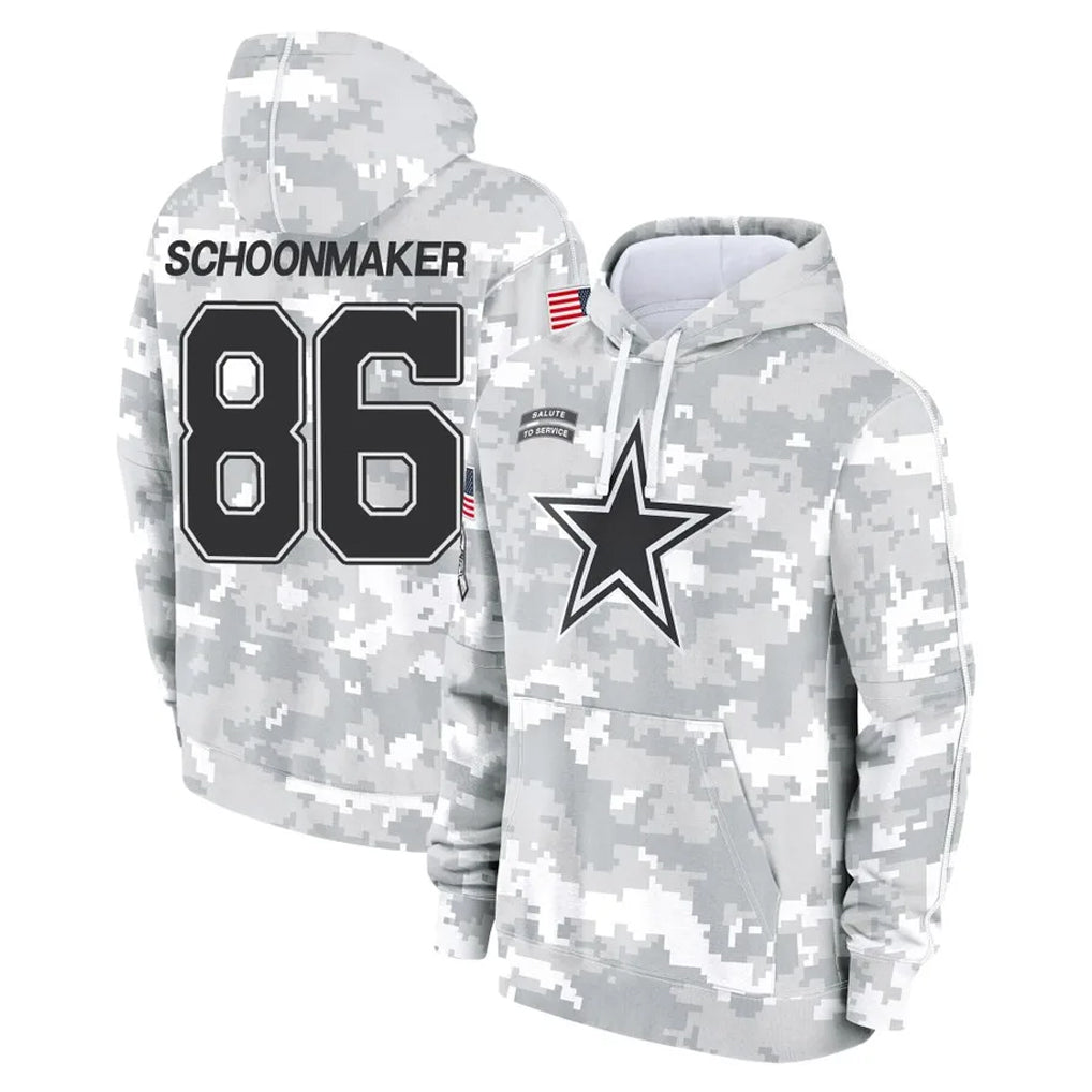 Ncoe D.Cowboys #86 Luke Schoonmaker Player Arctic Camo Salute to Service Hoodies Limited Game Stitched Jerseys