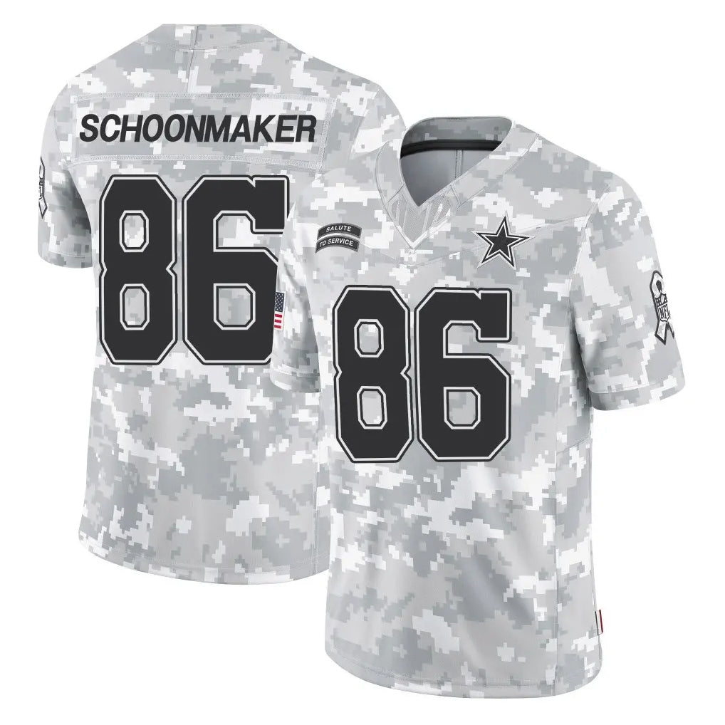 Ncoe D.Cowboys #86 Luke Schoonmaker Player Arctic Camo Salute to Service Limited Home Game Stitched Jerseys