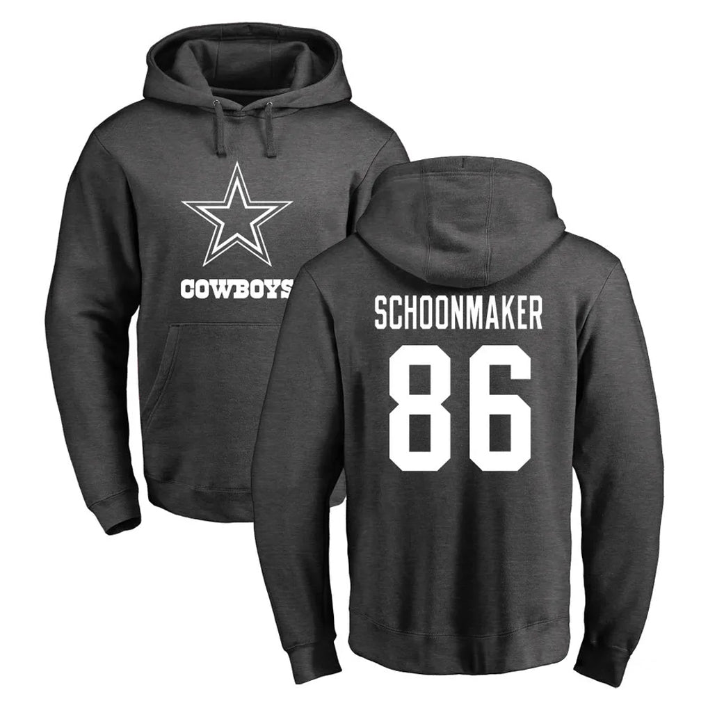 Ncoe D.Cowboys #86 Luke Schoonmaker Player Ash One Color Pullover Hoodie Limited Stitched Jerseys