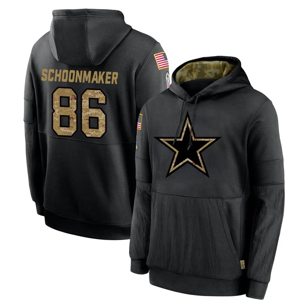 Ncoe D.Cowboys #86 Luke Schoonmaker Player Black Salute to Service Pullover Hoodies Limited Stitched Jerseys