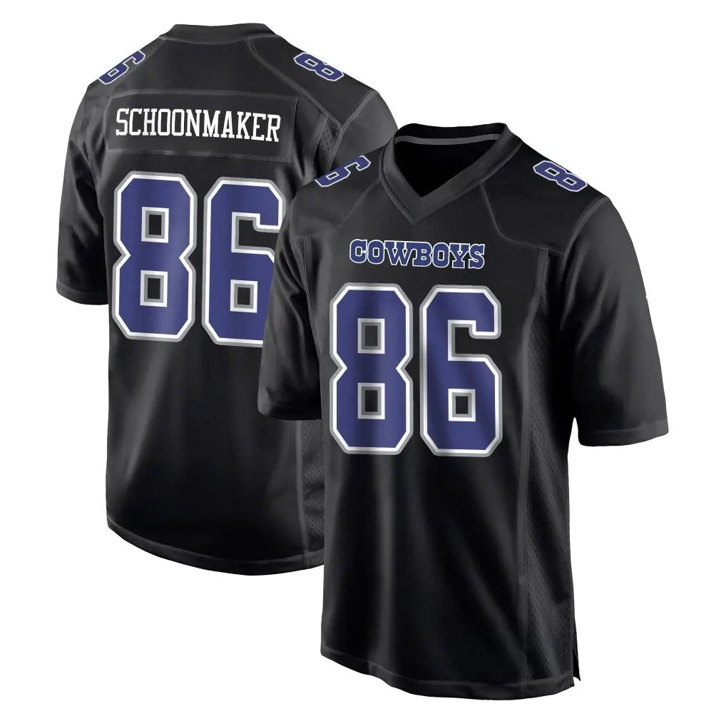 Ncoe D.Cowboys #86 Luke Schoonmaker Player Carbon Black Fashion Home Game Stitched Jerseys