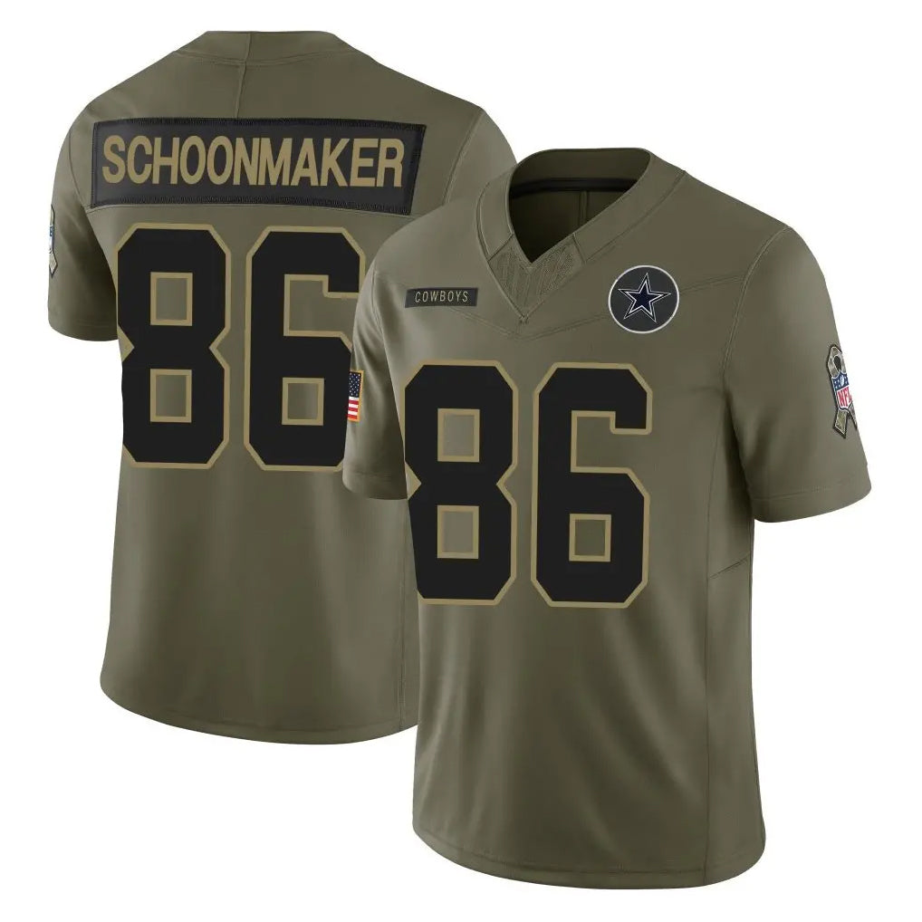 Ncoe D.Cowboys #86 Luke Schoonmaker Player Olive 2025 Salute to Service Limited Home Game Stitched Jerseys