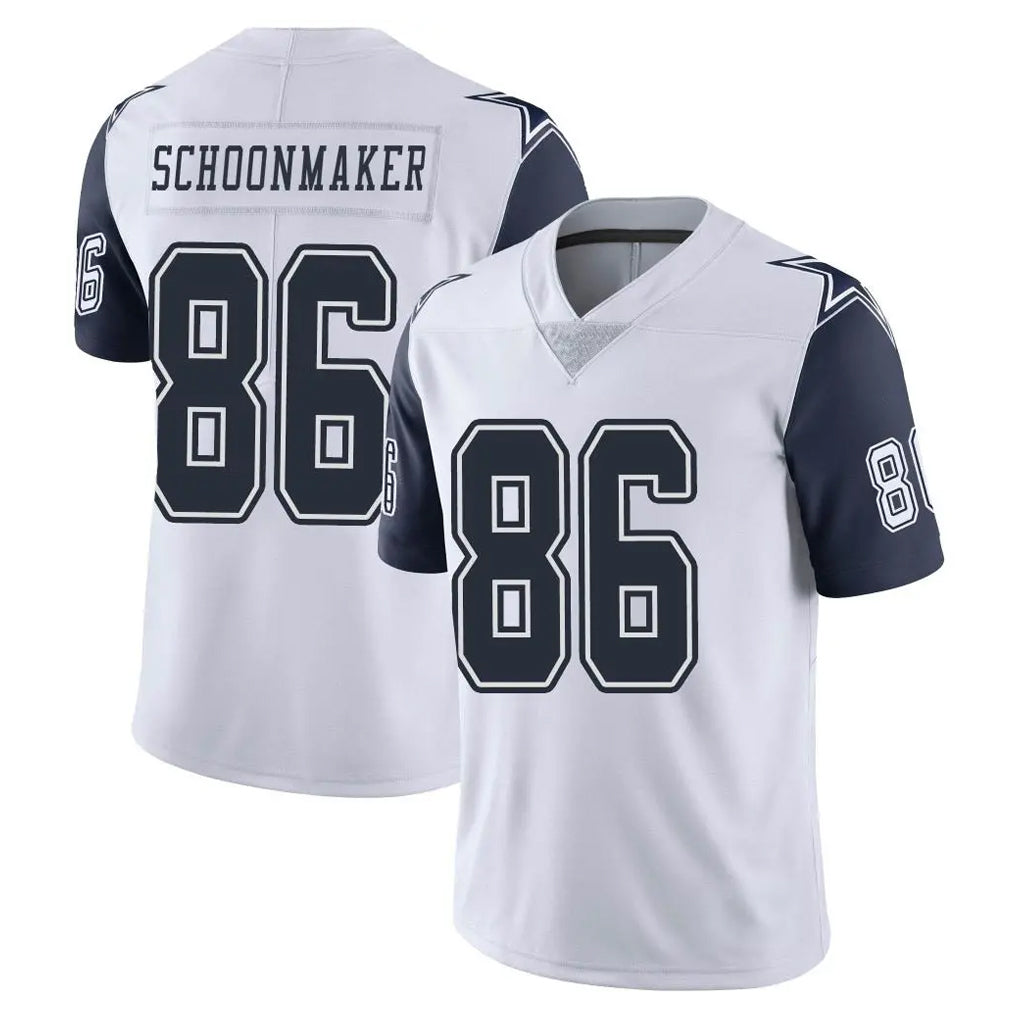 Ncoe D.Cowboys #86 Luke Schoonmaker Player White-Navy Limited Color Rush Vapor Untouchable Home Game Stitched Jerseys