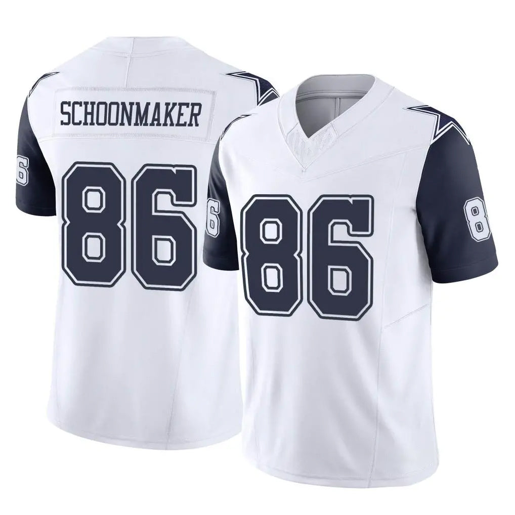 Ncoe D.Cowboys #86 Luke Schoonmaker Player White-Navy Limited Vapor F.U.S.E. Home Game Stitched Jerseys