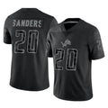 Ncoe D.Lions #20 Barry Sanders Player Black Reflective Limited Home Game Stitched Jerseys