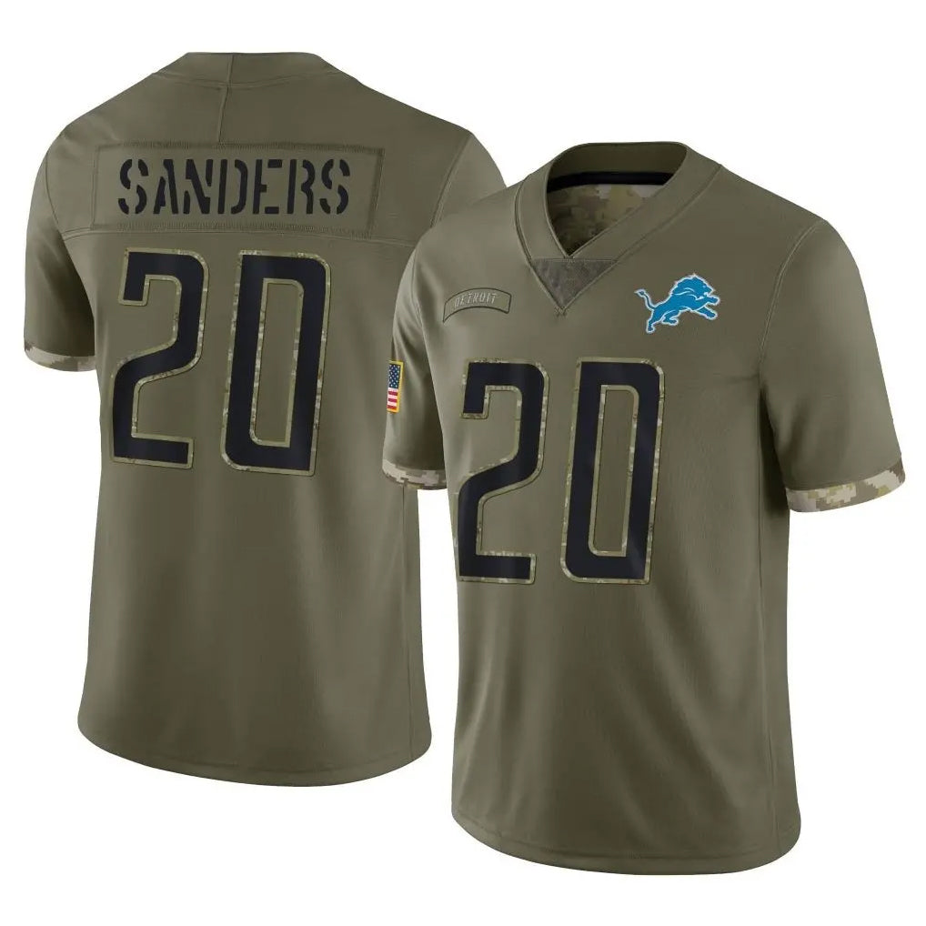 Ncoe D.Lions #20 Barry Sanders Player Olive Salute To Service Limited Stitched Jerseys