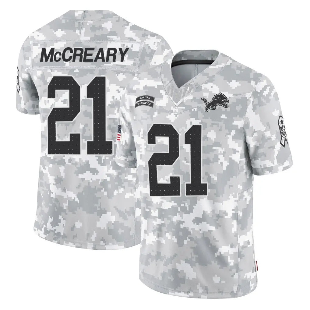 Ncoe D.Lions #21 Roger McCreary Player Arctic Camo Salute To Service Limited Stitched Jerseys