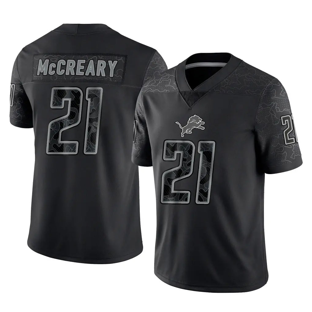 Ncoe D.Lions #21 Roger McCreary Player Black Reflective Limited Home Game Stitched Jerseys