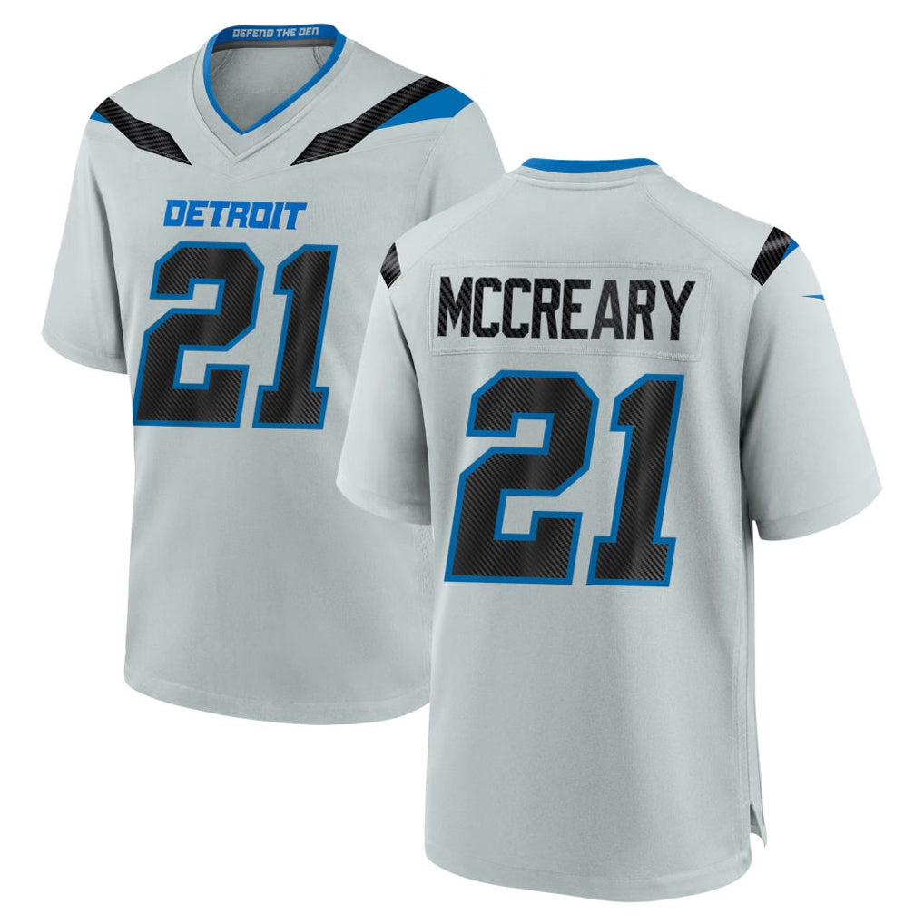 Ncoe D.Lions #21 Roger McCreary Player Silver 2026 Rivalries Collection Home Game Stitched Jerseys