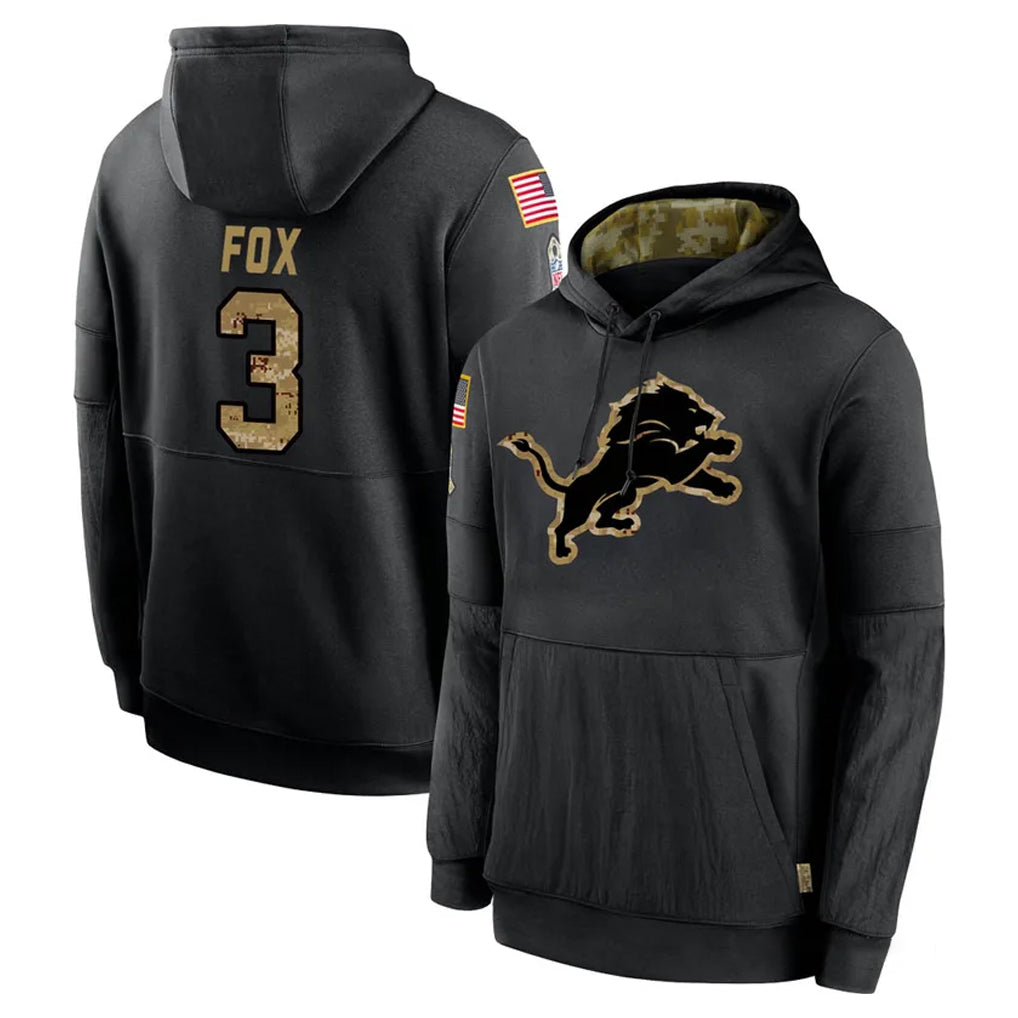 Ncoe D.Lions #3 Jack Fox Player Black Salute to Service Hoodies Limited Game Stitched Jerseys