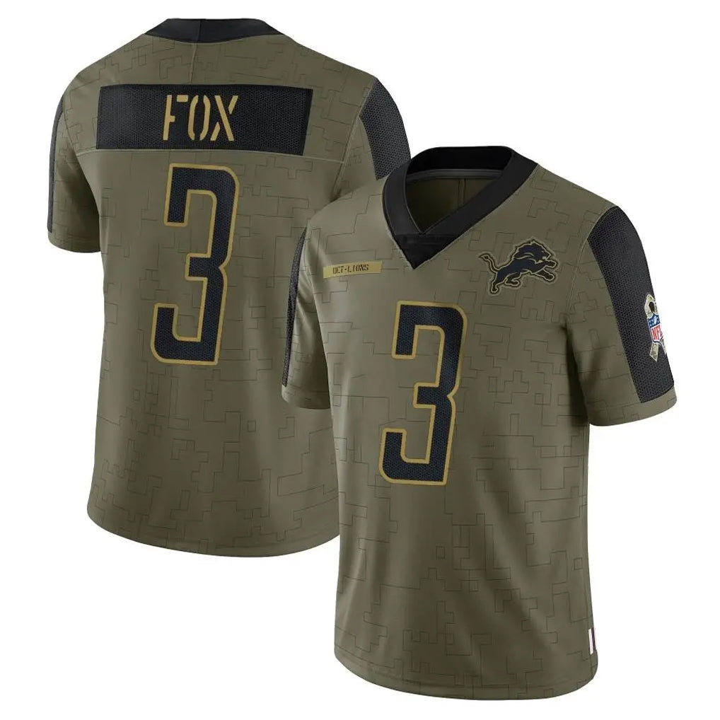 Ncoe D.Lions #3 Jack Fox Player Olive Salute To Service Limited Game Stitched Jerseys