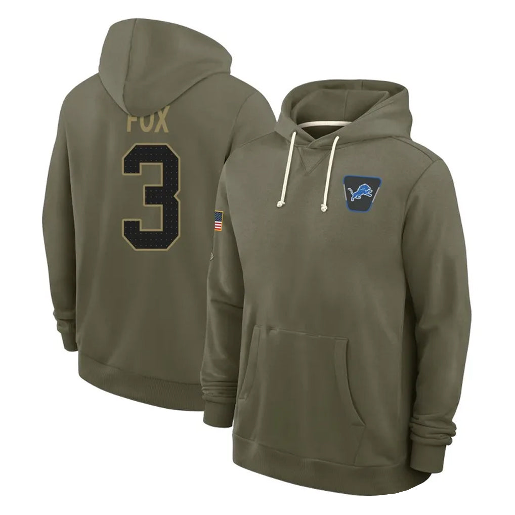 Ncoe D.Lions #3 Jack Fox Player Olive Salute to Service Pullover Hoodies Limited Stitched Jerseys
