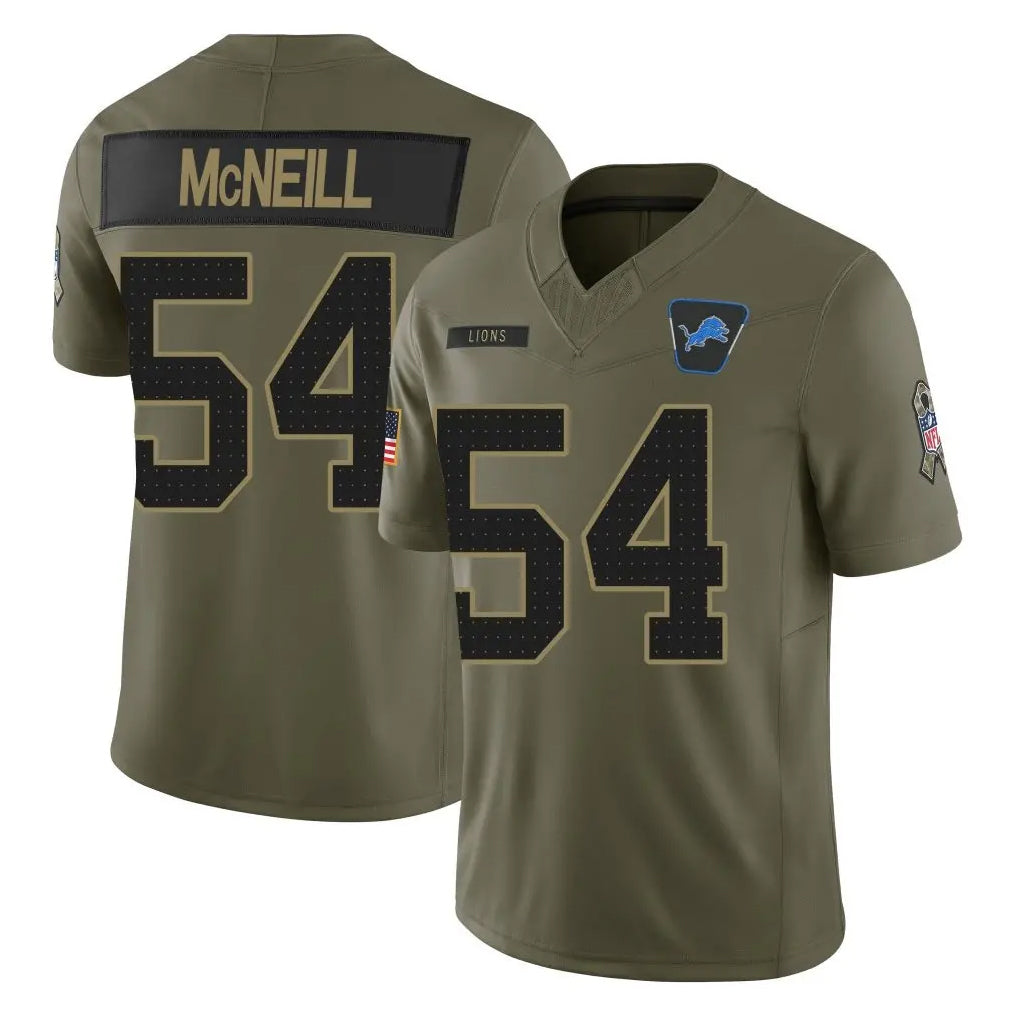 Ncoe D.Lions #54 Alim McNeill Player Olive 2025 Salute To Service Limited Home Game Stitched Jerseys