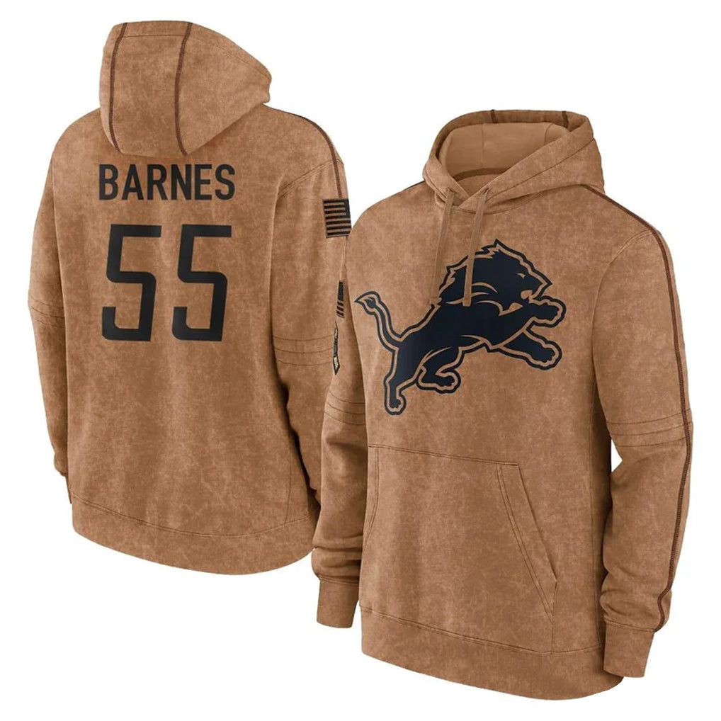 Ncoe D.Lions #55 Derrick Barnes Player Brown Salute to Service Hoodies Limited Game Stitched Jerseys