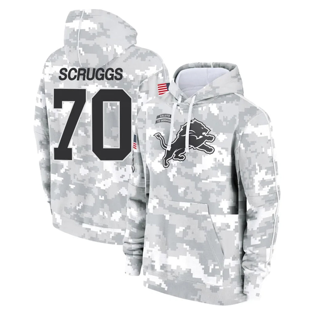 Ncoe D.Lions #70 Juice Scruggs Player Arctic Camo Salute to Service Hoodies Limited Game Stitched Jerseys