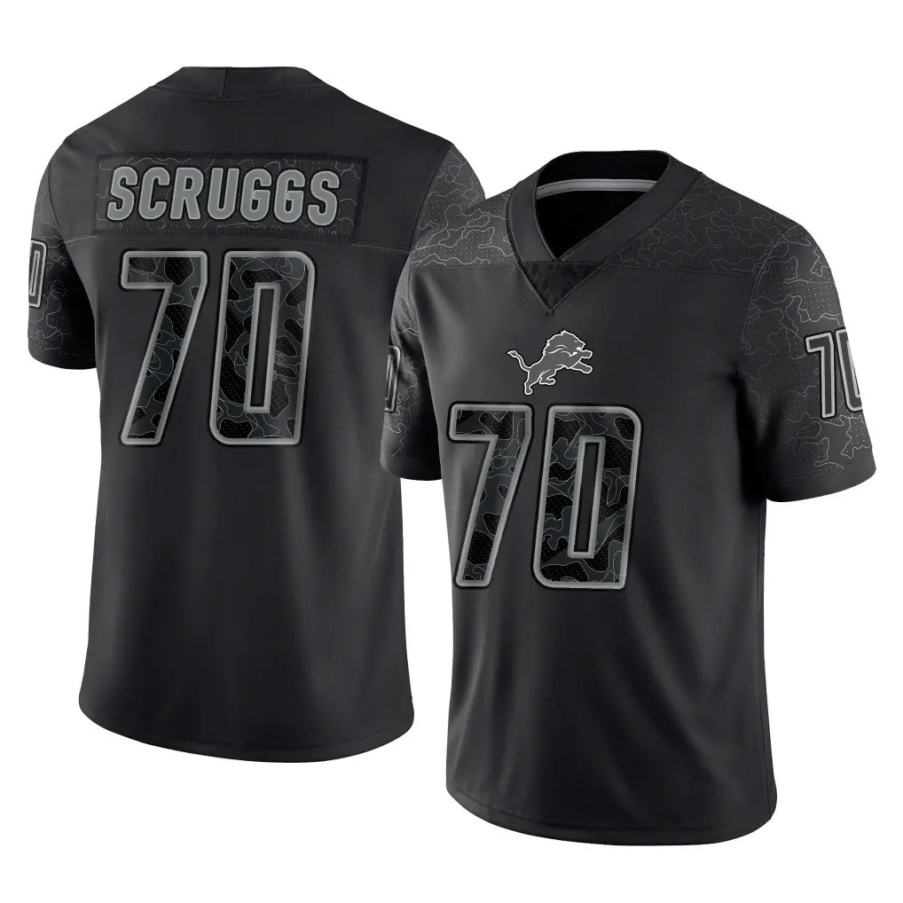 Ncoe D.Lions #70 Juice Scruggs Player Black Reflective Limited Home Game Stitched Jerseys