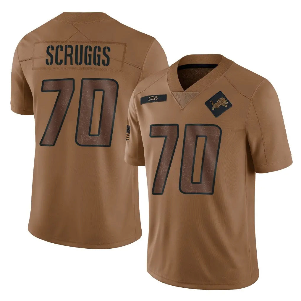Ncoe D.Lions #70 Juice Scruggs Player Brown Salute To Service Limited Stitched Jerseys