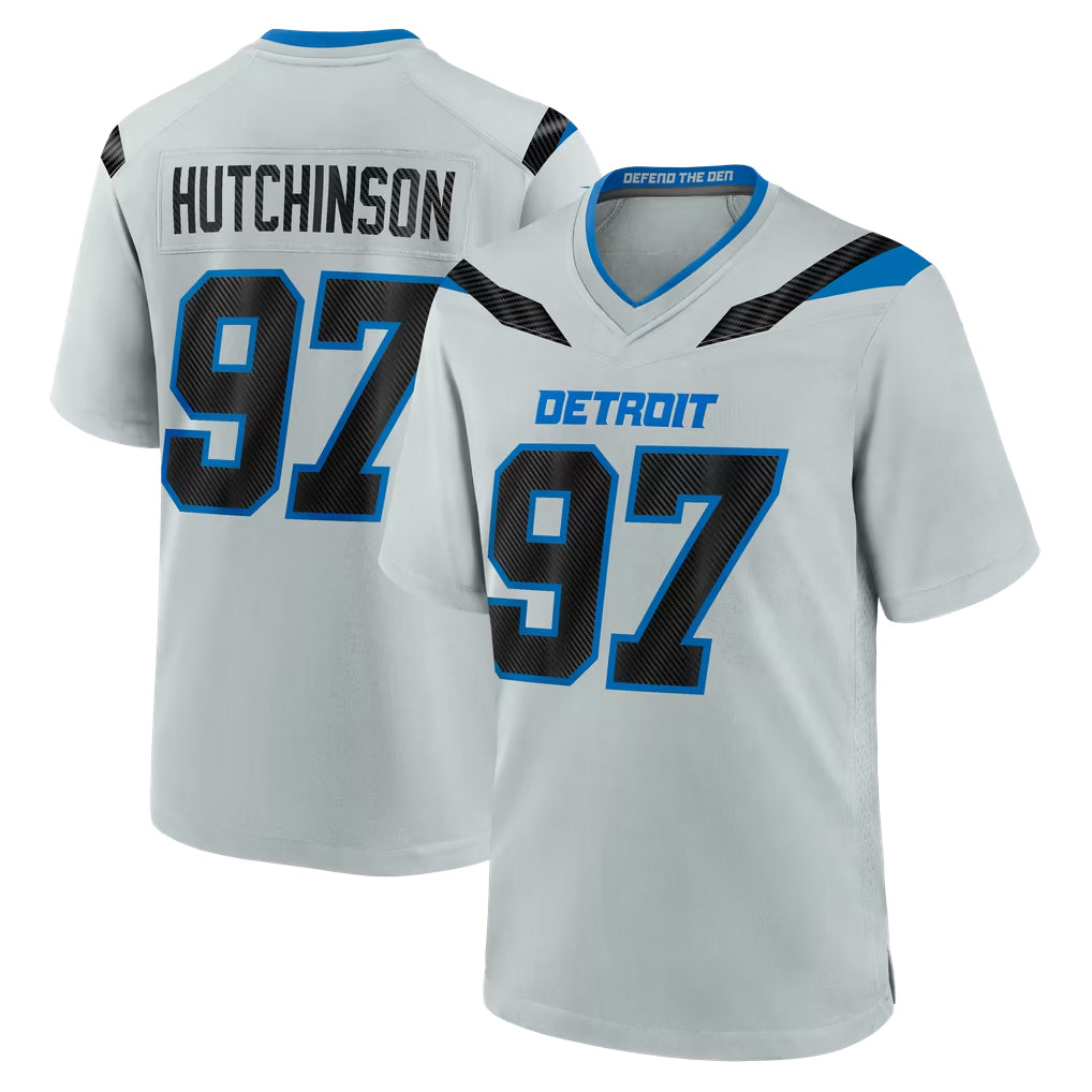 Ncoe D.Lions #97 Aidan Hutchinson Player Silver 2026 Rivalries Collection Home Game Stitched Jerseys