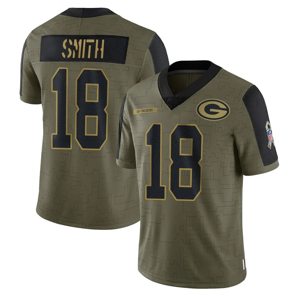 Ncoe GB.Packers #18 Jonnu Smith Player Olive Salute To Service Limited Game Stitched Jerseys
