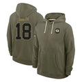 Ncoe GB.Packers #18 Jonnu Smith Player Olive Salute to Service Pullover Hoodies Limited Stitched Jerseys