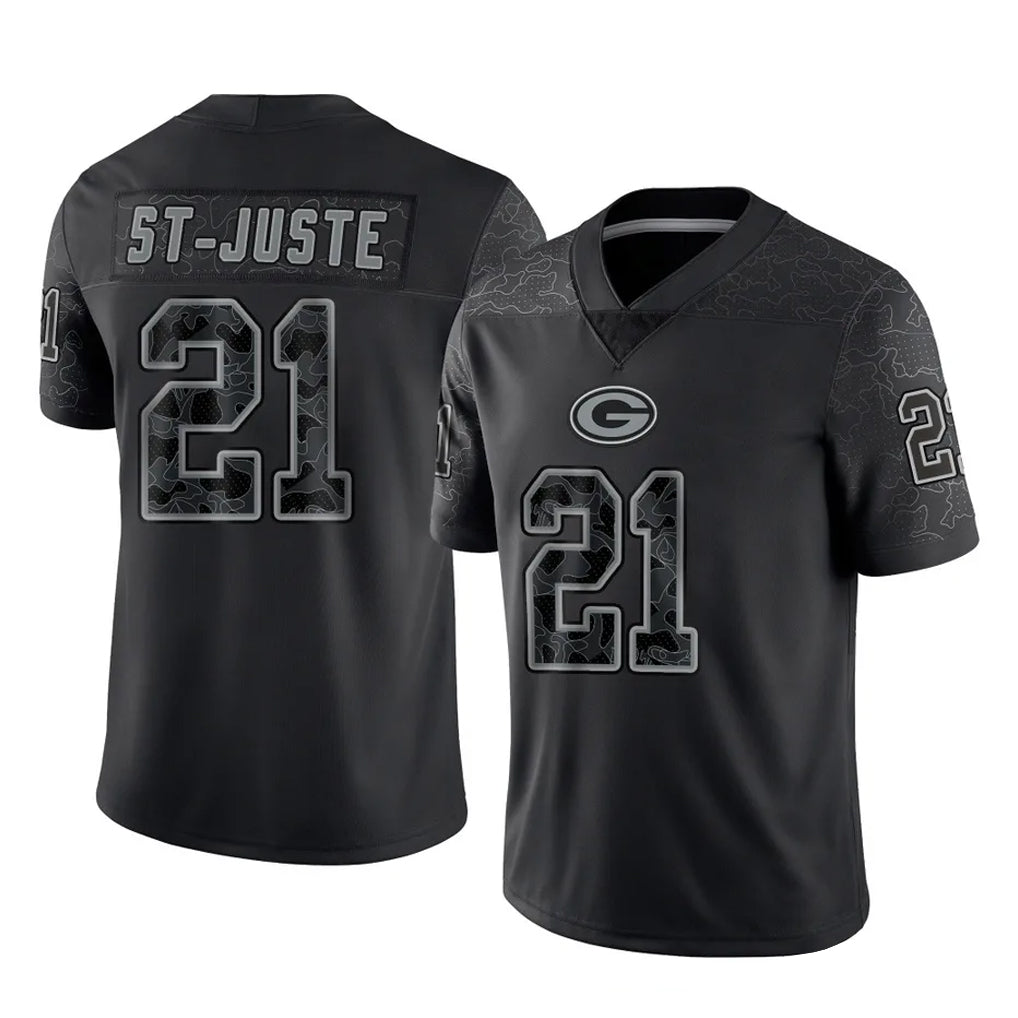 Ncoe GB.Packers #21 Benjamin St-Juste Player Black Reflective Limited Home Game Stitched Jerseys