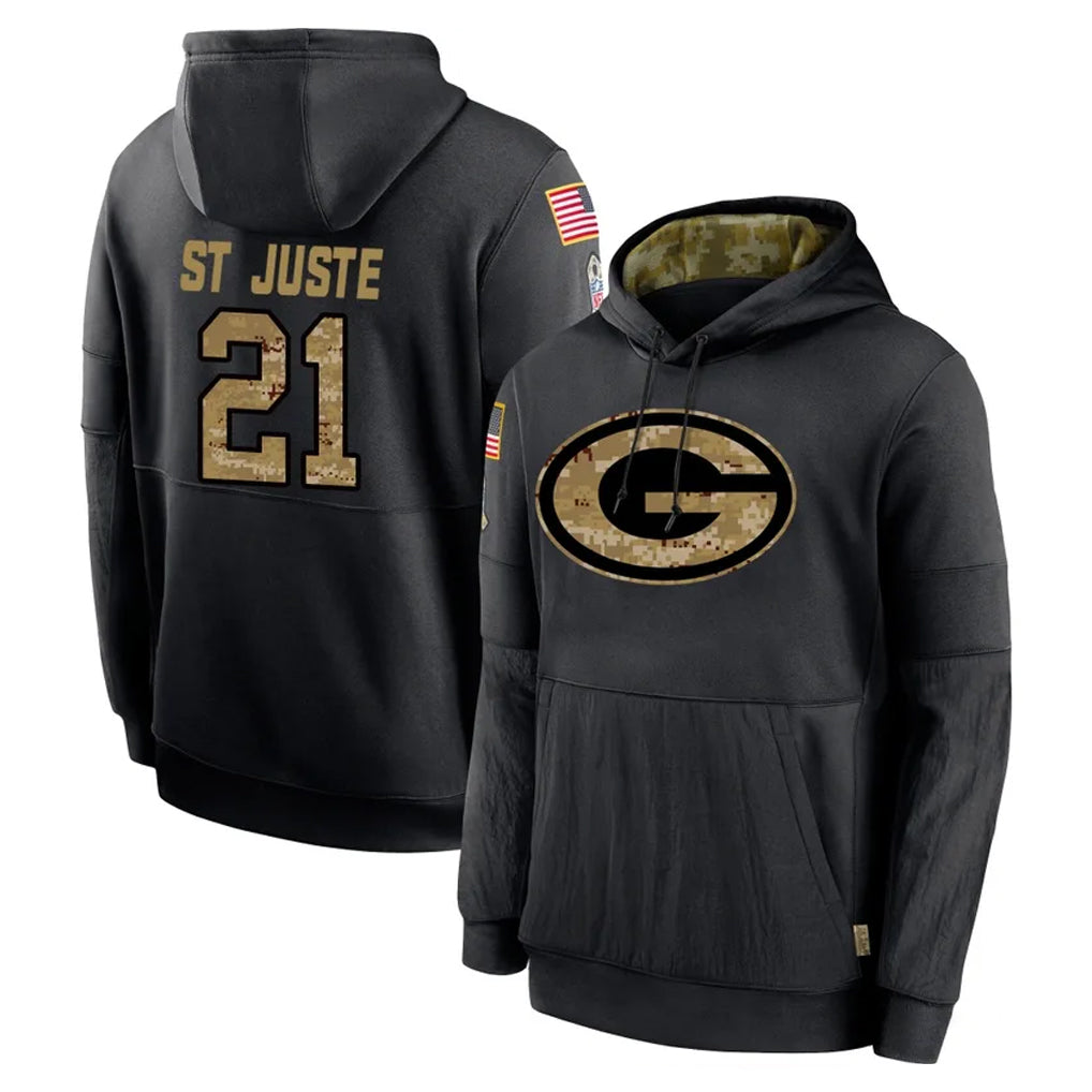 Ncoe GB.Packers #21 Benjamin St-Juste Player Black Salute to Service Hoodies Limited Game Stitched Jerseys