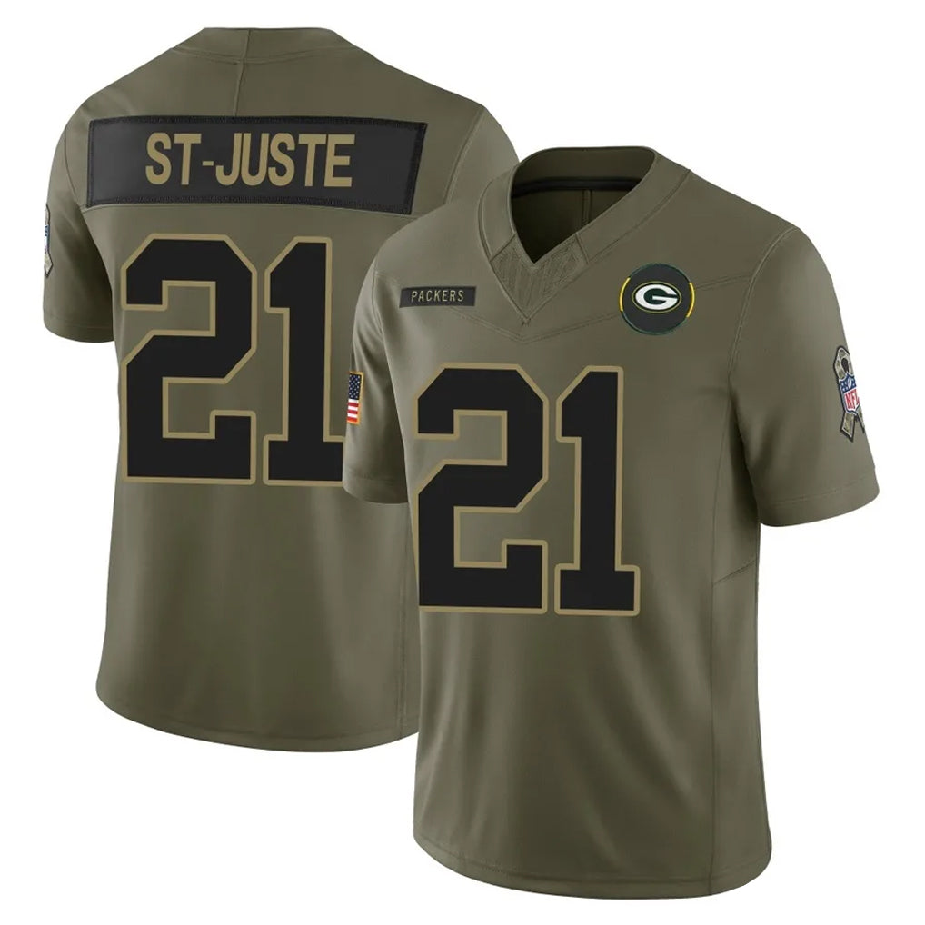 Ncoe GB.Packers #21 Benjamin St-Juste Player Olive 2025 Salute To Service Limited Home Game Stitched Jerseys