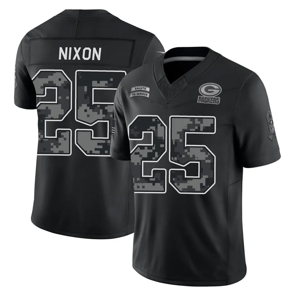 Ncoe GB.Packers #25 Keisean Nixon Player Black Limited 2026 Salute to Service Home Game Stitched Jerseys