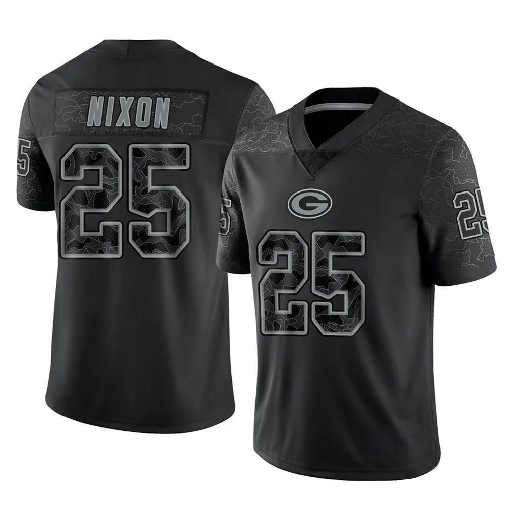 Ncoe GB.Packers #25 Keisean Nixon Player Black Reflective Limited Home Game Stitched Jerseys