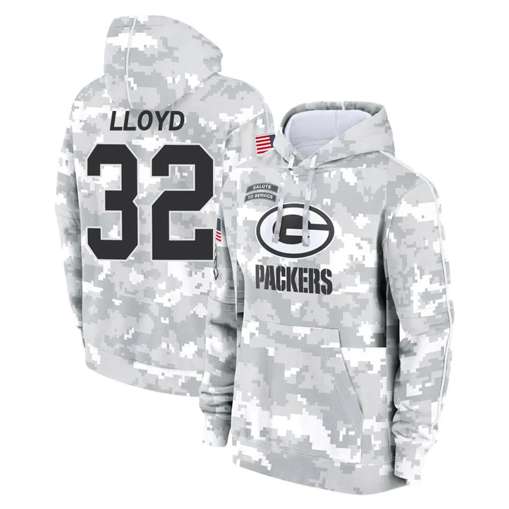 Ncoe GB.Packers #32 MarShawn Lloyd Player Arctic Camo Salute to Service Hoodies Limited Game Stitched Jerseys