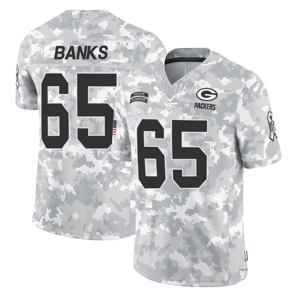 Ncoe GB.Packers #65 Aaron Banks Player Arctic Camo Salute To Service Limited Stitched Jerseys